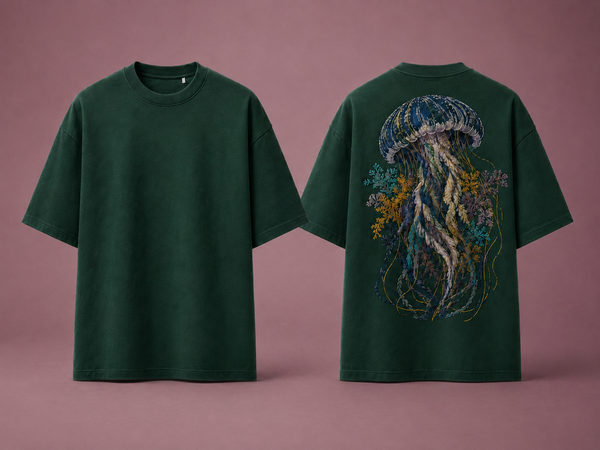 Abyssal Bloom Jellyfish Oversized T-Shirt – Premium Cotton Graphic Streetwear Tee