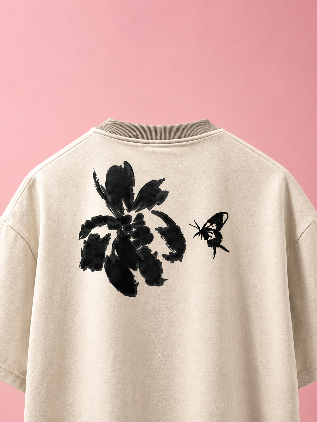 Florine Minimal Floral Oversized T-Shirt – Premium Cotton Graphic Tee