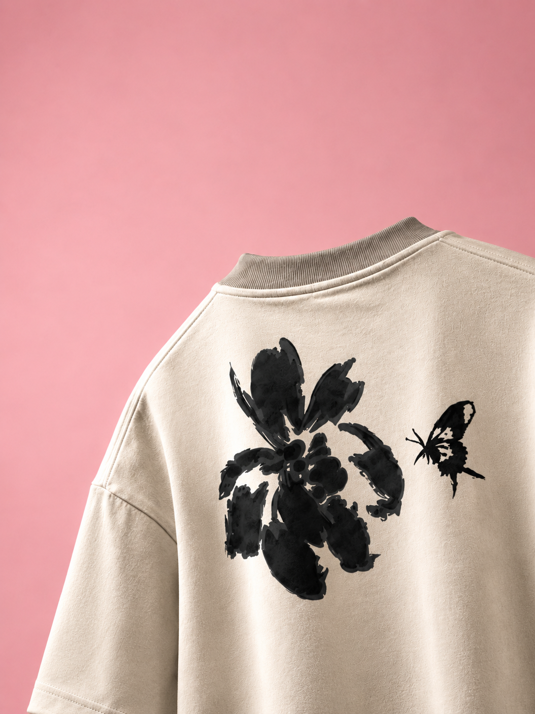 Florine Minimal Floral Oversized T-Shirt – Premium Cotton Graphic Tee