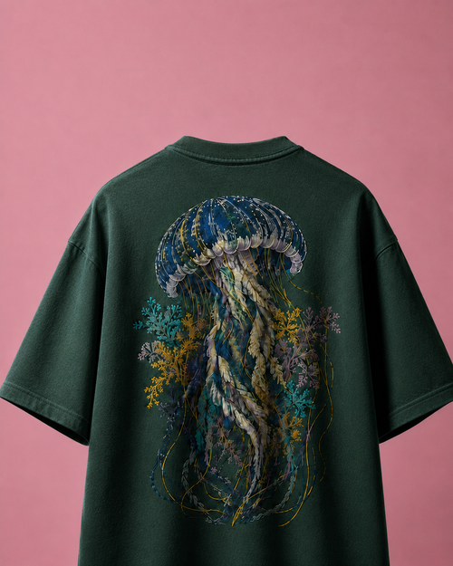 Abyssal Bloom Jellyfish Oversized T-Shirt – Premium Cotton Graphic Streetwear Tee