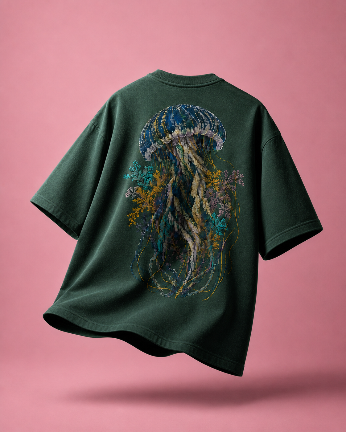 Abyssal Bloom Jellyfish Oversized T-Shirt – Premium Cotton Graphic Streetwear Tee